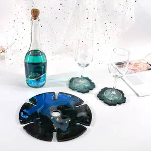 DM173-Molde de resina de silicona para vino tinto, posavasos de silicona epoxi para bandeja de taza artesanal, herramientas de joyería hechas a mano