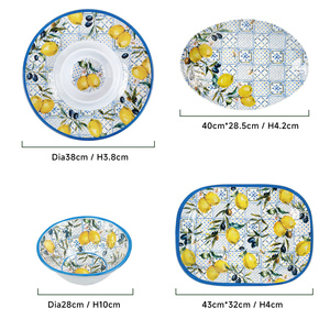 Tùy Chỉnh In Chanh Thiết Kế Không Thể Phá Vỡ Hình Chữ Nhật Nhựa <span class=keywords><strong>Melamine</strong></span> Phục Vụ Decore Khay Với Xử Lý Nhựa Phục Vụ Khay Thức Ăn - Product Image 2