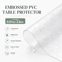 Protège-table en PVC transparent gaufré à motifs floraux, Housse de table en PVC souple, imperméable et anti-rayures, pour une surface de bureau élégante