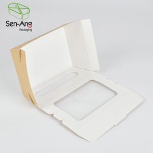 SenAng03新しいデザインの寿司弁当Windowsケータリングボックスクラフト紙容器食品用蓋付き - Product Image 2