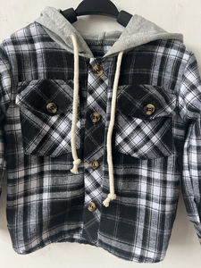 Vintage garçons automne à manches longues <span class=keywords><strong>chemise</strong></span> à <span class=keywords><strong>carreaux</strong></span> <span class=keywords><strong>noir</strong></span> <span class=keywords><strong>et</strong></span> <span class=keywords><strong>blanc</strong></span> 100% coton à capuche blouse garçon vêtements décontractés - Product Image 3