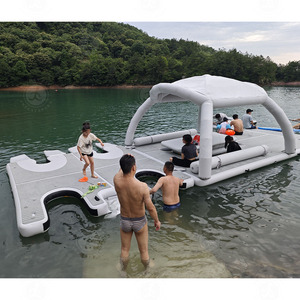 Île flottante de loisirs gonflables de parc aquatique extérieur commercial de prix usine avec l'île flottante de tréfilage de tente - Product Image 1