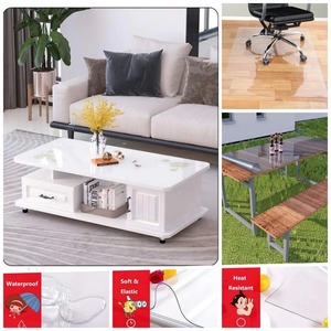Low Cost Custom Home <strong>Plastic</strong> Rectangular Shape Transparent <strong>Elastic</strong> PVC+ Flannel Waterproof Oil-proof <strong>Tablecloth</strong> - Product Image 4