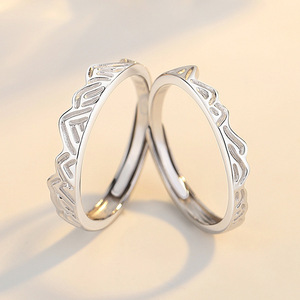 Berg <span class=keywords><strong>925</strong></span> Sterling Zilveren Paar Ringpaar Heren En Vrouwen Niche Design Premium Gevoel Open Ring - Product Image 3