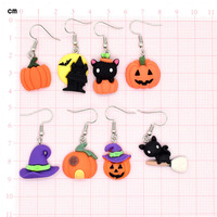 Pendientes de Resina con Diseño de Calabaza y Fantasma de la Serie Halloween, Pendientes de Gancho con Orejas de Gato de Dibujos Animados, Joyería de Personalidad, AliExpress {Pendientes para Mujer}