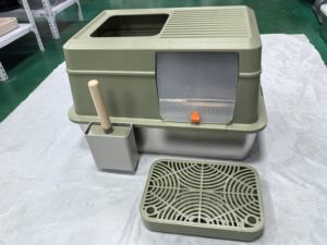 OEM Aço Inoxidável High-Sided Caixa De Lixo De Gato Removível Tampa Maior Metal Fechado Caixa De Lixo De Gato Melhor Readability Search - Product Image 3