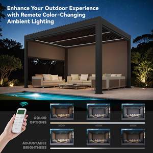 Fábrica al por mayor 3x3 3x4 4x4 6x4m Pérgola bioclimática para exteriores Gazebo y pabellón moderno impermeable motorizado Louvered para jardín - Product Image 5