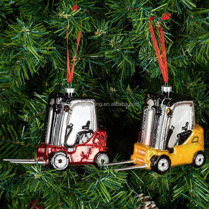 SPRING PLANTING Glass Forklift Figurine - Blown Glass Ornament for Holiday <b>Christmas</b> Tree Decoration - Product Image 1