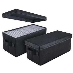 China Wholesale Black Foldable Storage Box Organizer Basket Bins CD Holder Storage Boxes With Lids