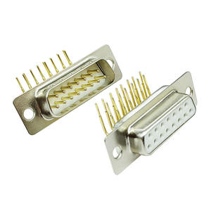 汽车引脚DR15连接器端子弯曲90度，焊板VGA水平插座15引脚串行端口公母连接器 - Product Image 1