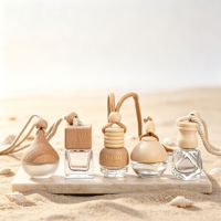 Offre Spéciale – Flacon diffuseur de parfum en verre de 10 ml pour voiture avec bouchon en bois et joint à vis, désodorisant suspendu à surface sérigraphiée