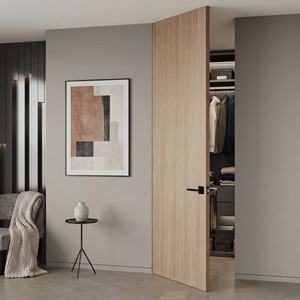 Puerta Invisible de Diseño Moderno, <span class=keywords><strong>Puertas</strong></span> <span class=keywords><strong>Ocultas</strong></span> en la Pared de Madera, <span class=keywords><strong>Marco</strong></span> de Aluminio, Puerta Interior Moderna para Dormitorio, Puerta <span class=keywords><strong>Sin</strong></span> <span class=keywords><strong>Marco</strong></span> a Ras de la Pared - Product Image 1