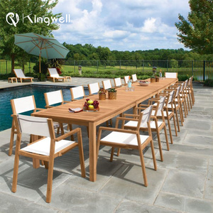 Set da Pranzo in <span class=keywords><strong>Legno</strong></span> di Teak per Esterni con 10 Posti, Design Moderno, Tavolo e Sedie da <span class=keywords><strong>Giardino</strong></span> - Product Image 5