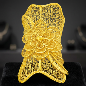 Wholesale Dubai Style Arabic <b>Bridal</b> Kada Jewelry 14K18K24K Gold Plated Wide Kada Intricate Floral Openwork Forming Kada Bracelet - Product Image 2