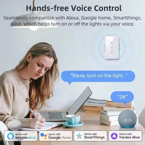 Interrupteurs muraux tactiles intelligents Wi-Fi US/UK sans fil 110V~240V <span class=keywords><strong>Smart</strong></span> <span class=keywords><strong>Life</strong></span> 10A avec bouton en verre à rainure concave, produit <span class=keywords><strong>Tuya</strong></span> <span class=keywords><strong>pour</strong></span> la maison - Product Image 5