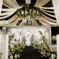 Tissu extensible moderne professionnel pour décoration de plafond, 75 cm de large, en polyester élastique, motifs ondulés, guirlande de verdure, mariage, protection UV