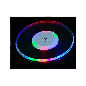 Tapete de copo antiderrapante de cristal personalizado à prova d'água transparente luminoso ultra-fino RGB LED light up porta-copos em acrílico