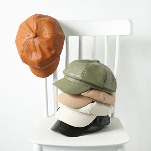 Chapeau Vintage en cuir Pu pour filles, couleur unie, élégant, artiste, peintre, <span class=keywords><strong>femme</strong></span>, béret décoratif, vert français - Product Image 2