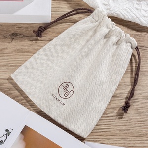 Tùy chỉnh logo thân thiện với môi có thể tái chế xương cá Linen Dây Kéo Túi Đối với trang sức đồng hồ vòng tay nhẫn túi bụi - Product Image 5