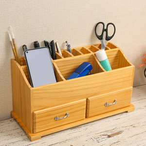 Solid Wood Desktop Organizer With <b>Drawers</b> And Compartments For Stationery Storage Home Office Use - Product Image 2