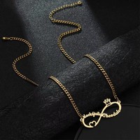 Collier pendentif infini en acier inoxydable doré et argenté pour femme, cadeaux en métal par sublimation