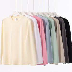 <strong>Long</strong> <strong>Sleeve</strong> Shirts 230g <strong>Cotton</strong> Loose Round Neck <strong>Long</strong> <strong>Sleeve</strong> T-shirt for Men and Women Spring Shirts - Product Image 3