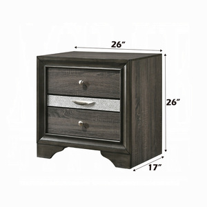 2 <b>Drawer</b> Nightstand With Jewelry <b>Drawer</b> Gray <b>Storage</b> Cabinet Bedroom Furniture - Product Image 3