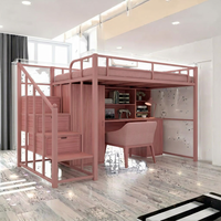 Lit superposé surélevé en métal au design moderne 1500x2000mm avec garantie d'un an pour dortoir, entreprise, appartement, école
