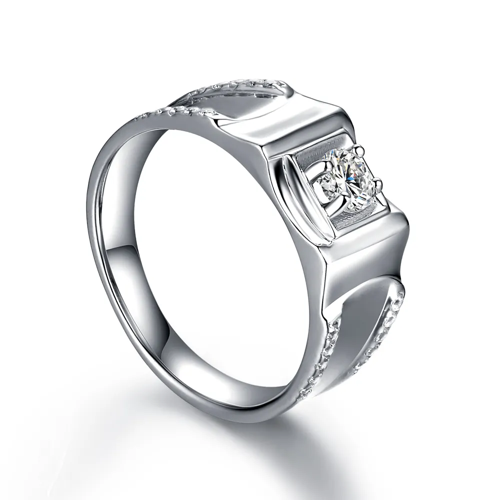 Massief Sterling Zilveren 925 Zirkonia Ring Heren Ring Trouwringen Voor Heren