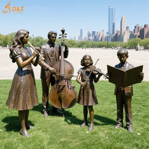 Sculpture publique extérieure grandeur nature de bronze Musicien Family Statues fabriquées à partir de <span class=keywords><strong>D</strong></span> & Z Foundry - Product Image 3