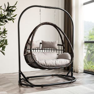 <span class=keywords><strong>Silla</strong></span> <span class=keywords><strong>colgante</strong></span> de mimbre con <span class=keywords><strong>Base</strong></span> de soporte para personas, asiento doble de alta calidad, venta al por mayor - Product Image 2