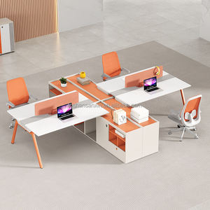 Современный административный модульный офисный стол с высоким боковым шкафом, модный финансовый стол в деревянном столе для сотрудников - Product Image 5