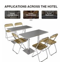 Kommerzielle Hotelmöbel Esstisch-Stuhl-Set Moderner Edelstahl-Standtisch Transparente Acryl-Klappstühle