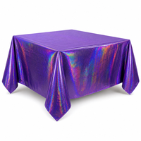 Nappe en PEVA imperméable, rectangulaire, jetable, en plastique, couleur holographique violette, pour mariage, dîner, fête, extérieur