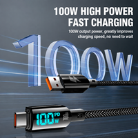 Cable USB C a USB A de nailon SUNGUY, cable de datos USB C de carga rápida PD de 100W con pantalla LED para uso en teléfonos móviles y portátiles