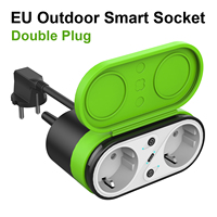 Prise intelligente WiFi étanche IP66 16A 10A pour extérieur avec double prise EU, système Tuya, design en silicone et plastique