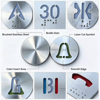 Plaque tactile en acier inoxydable pour bouton d'ascenseur avec étiquette Braille, symboles de fonction personnalisés, chiffres et lettres, pièce de panneau de commande accessible
