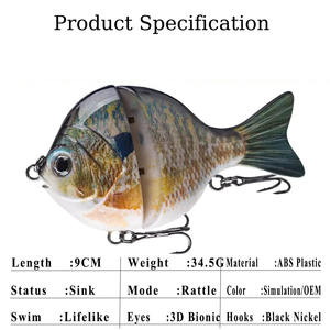 Señuelo de Pesca Articulado Tipo <span class=keywords><strong>Sunfish</strong></span>, 9cm, 34.5g, Plástico, para Pesca de Lubina - Product Image 3