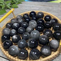 Boules de cristal naturelles en obsidienne argentée, polies à la main, de 20 à 120 millimètres, utilisées pour la guérison, le Feng Shui et le bricolage.