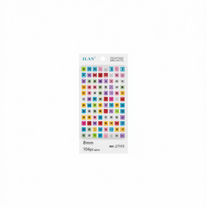 Ilan Adesivi Brillanti 8mm 104pz Multicolore Quadrati 3D - Product Image 2