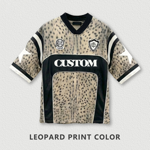 Camiseta <span class=keywords><strong>de</strong></span> Fútbol <span class=keywords><strong>Americano</strong></span> Retro Personalizada para Hombre, Sublimada con Estampado <span class=keywords><strong>de</strong></span> Leopardo, <span class=keywords><strong>de</strong></span> Malla <span class=keywords><strong>de</strong></span> Poliéster, Corte Recto - Product Image 1