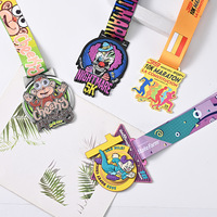 Médailles de course en métal avec cœur rotatif, médailles de marathon personnalisées à dégradé, vente en gros