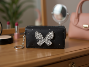 Portamonete da donna con strass a forma di farfalla, mini, 5 pollici, con cinturino da polso e chiusura a cerniera - Product Image 2