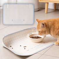 Tapis d'alimentation semi-fermé en cuir pour animaux de compagnie, imperméable, pour gamelles de chien et de chat, pour éviter les déversements