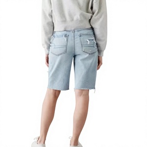 Women's <b>High</b> Waist Denim Shorts Custom Stretch Jean Shorts Casual Summer Fashion OEM ODM Private Label Manufacturer - Product Image 3