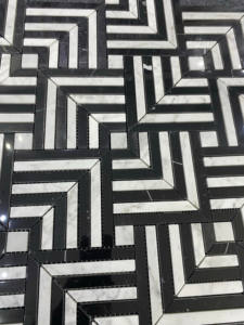 Offre Spéciale Nouveau Design 3D Irrégulier Mosaïque Carrare Marbre Blanc Pierre Naturelle Carrelage Noir et Blanc Carrelage Carrelage - Product Image 3