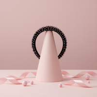 DREAM FASHION Serre-tête personnalisé en velours noir fait main, style doux, avec strass de haute qualité, accessoires pour cheveux pour femmes