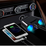 Chargeur de voiture double port USB Type C avec écran LCD, adaptateur d'alimentation rapide 12-24V pour prise allume-cigare, répartiteur 2 ports pour voitures