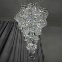 Lustre long en cristal de luxe, luminaire suspendu en cristal K9, luminaire de plafond, lustre moderne pour salon, pour hauteur double volume