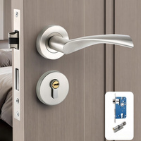 Manija de palanca de acero inoxidable de lujo para puerta de seguridad, con cerradura, para gabinetes, interiores y exteriores, moderna, para dormitorio, cocina, entrada